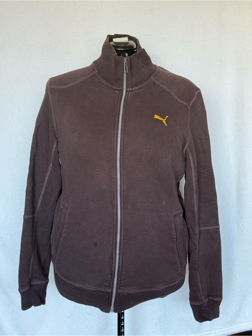 Puma Brown Zip-Up Bomber Jacket with Gold Logo